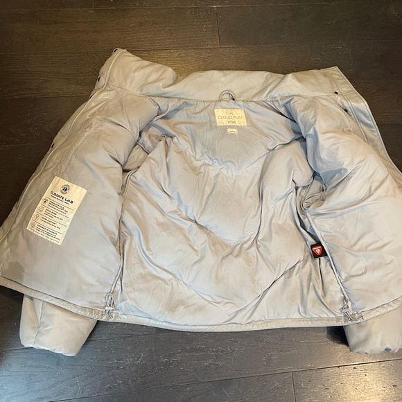 Aritzia Wilfred the cloud puff leather jacket coat in marble grey size large - Picture 2 of 16